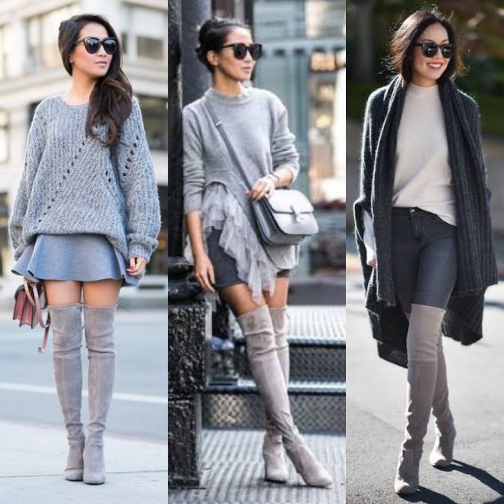 Bardot ➰ ladies grey suede knee high boots s6 - Picture 3 of 6